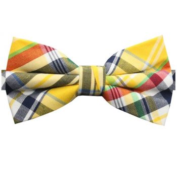 Yellow, Black, Red & White Tartan Bow Tie