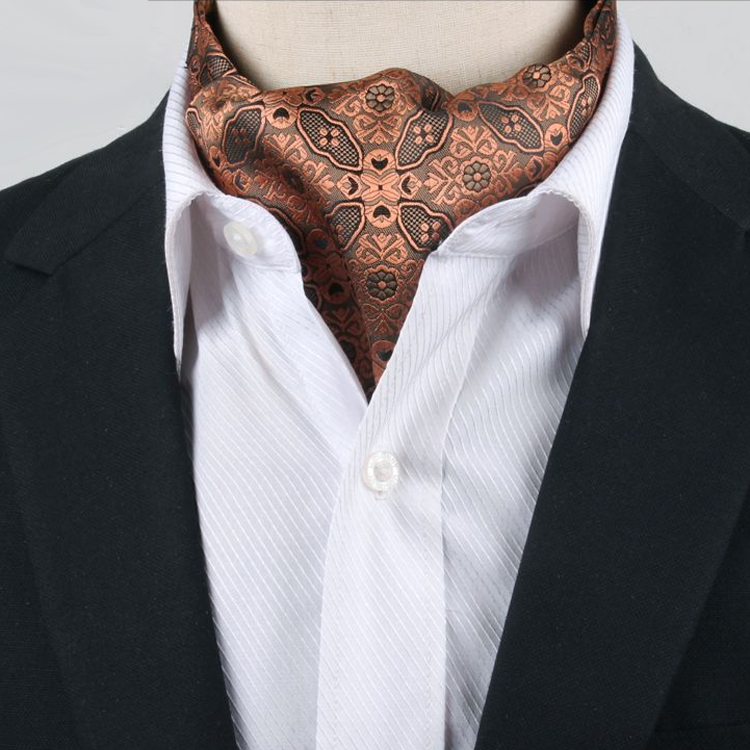 Men's Black & Bronze Filigree Ascot Cravat