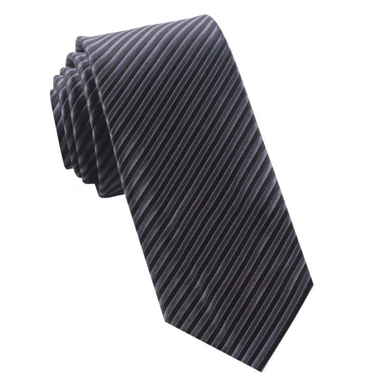 Charcoal & Black Thin Stripes Mens Tie