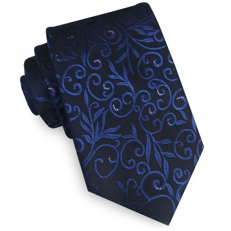 Black & Blue Floral with Highlights Mens Tie