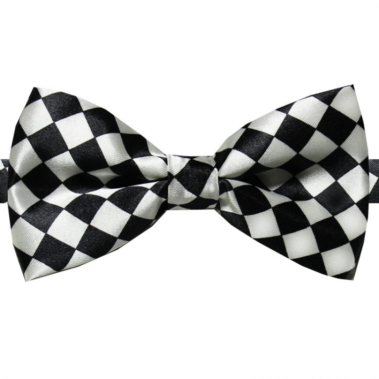 Black & White Harlequin Bow Tie