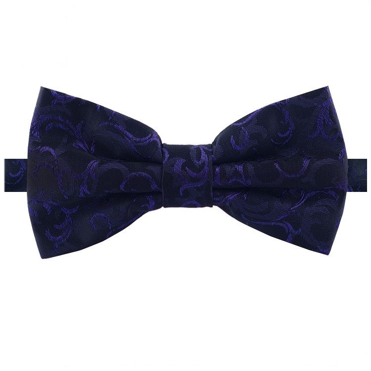 Black with Cadbury Purple Floral Pattern Bow Tie