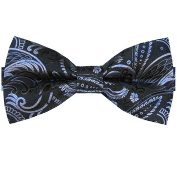 Black With Grey Floral Paisley Design Bow Tie