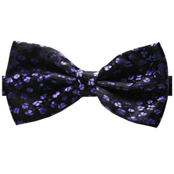 Purple And Black Floral Bow Tie