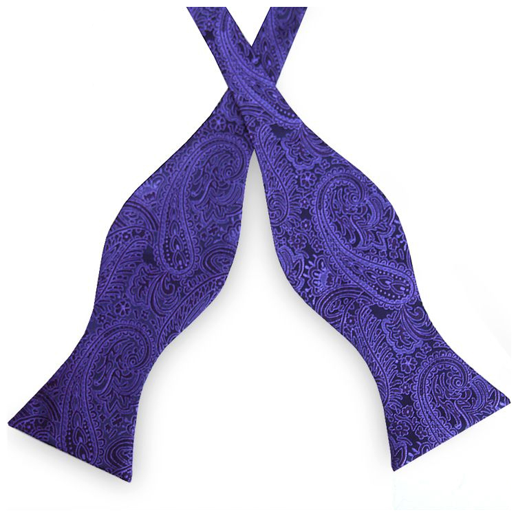 Black with Purple Paisley Self Tie Bow Tie