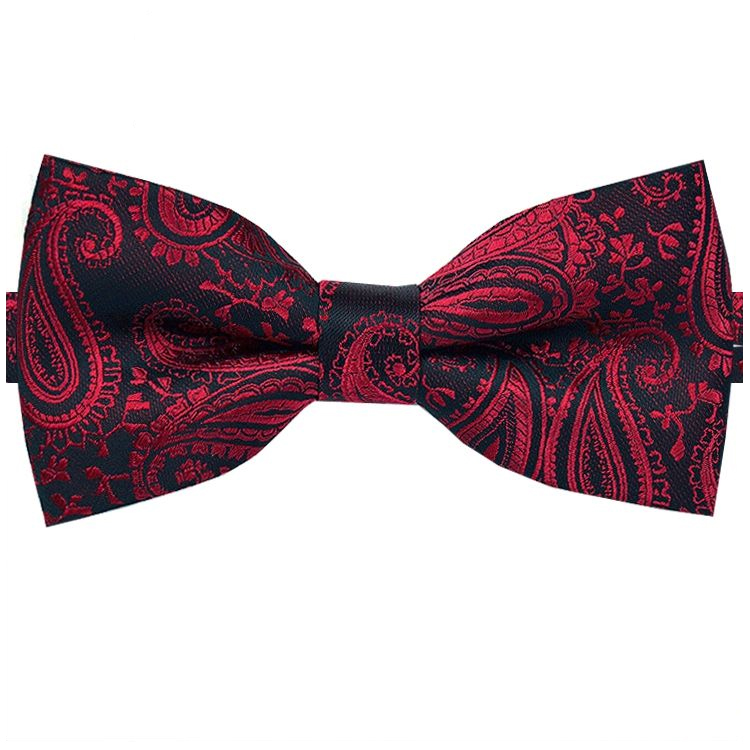 Black with Red Paisley Design Bow Tie