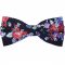 Black with Red, White & Purple Floral Pattern Bow Tie