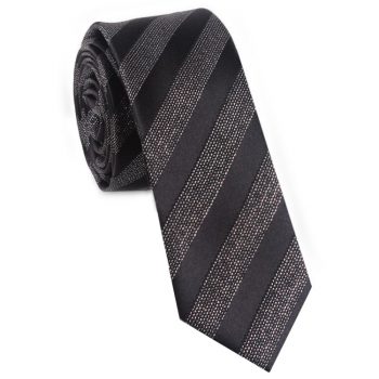 Black With Glittery Specks Stripes Skinny Tie