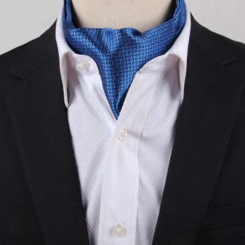 Men’s Blue & Black Interlocking Design Ascot Cravat