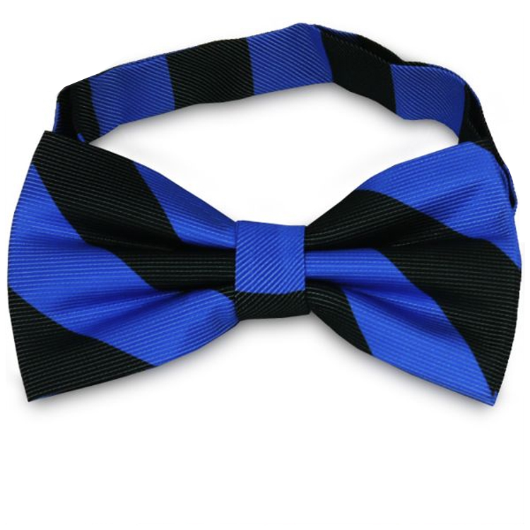 Blue & Black Stripes Mens Bow Tie