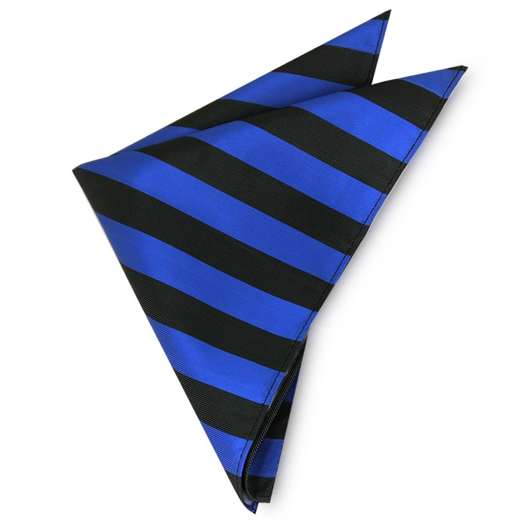 Blue & Black Striped Pocket Square