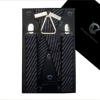 Black, Off White & Blue Diagonal Stripes Large Braces (35mm Y Style)
