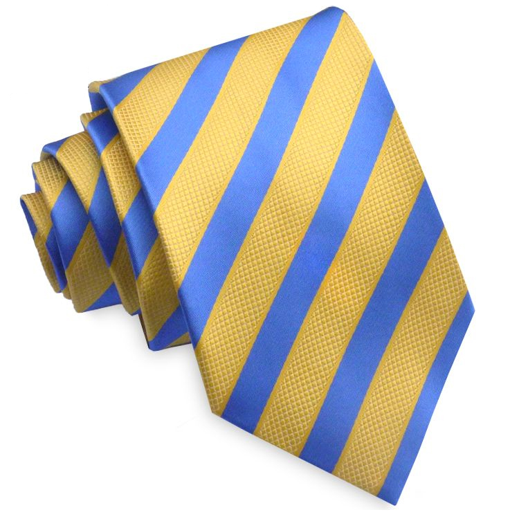 Blue with Textured Yellow Stripes Tie