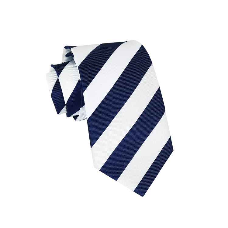 Boys Navy Blue & White Stripes Sports Tie