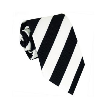 Black & White Stripes Boys Tie