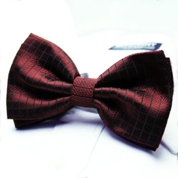 Mens Burgundy Red Check Bow Tie