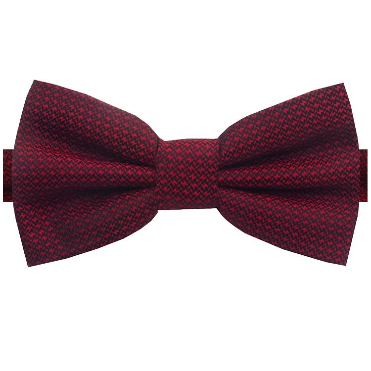 Burgundy Red Woven Texture Bow Tie