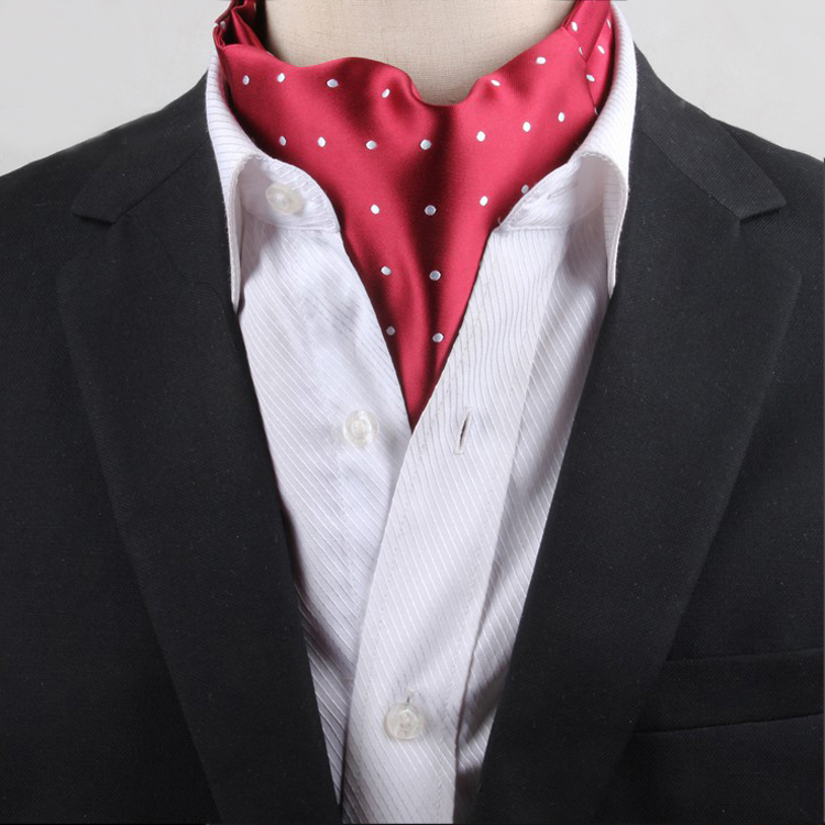Men's Red with White Polka Dots Ascot Cravat