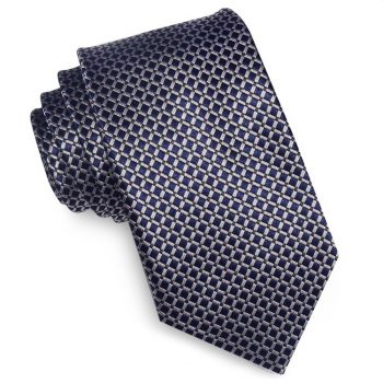 Dark Blue With Gold Crosshatch Design Tie