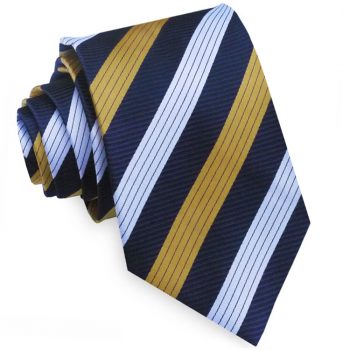 Dark Blue With White & Yellow Stripes Mens Tie