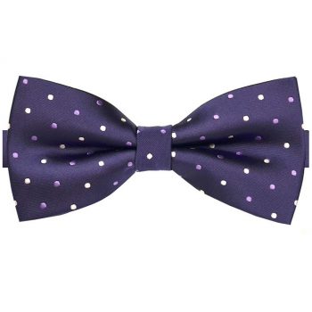 Dark Purple With Purple & White Polka Dots Bow Tie