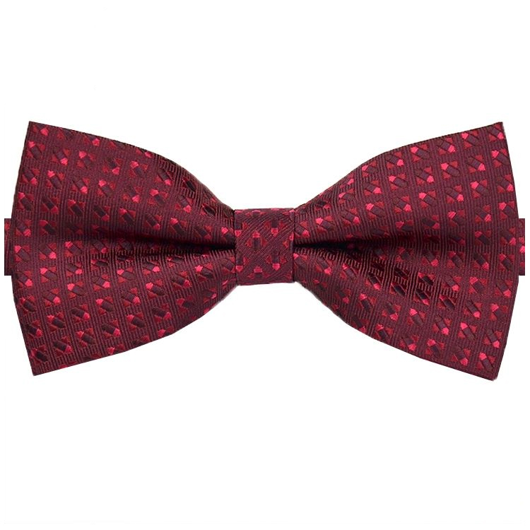 Dark Red with Red Check Design Bow Tie