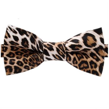 Leopard Print Bicast Leather Bow Tie