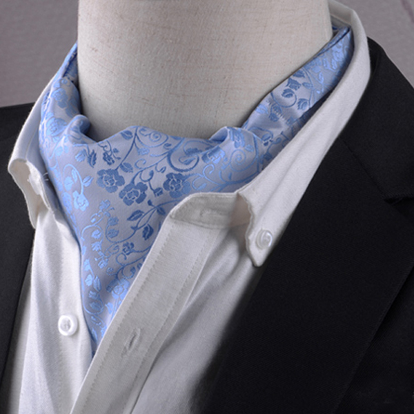 Light Blue Floral Ascot Cravat