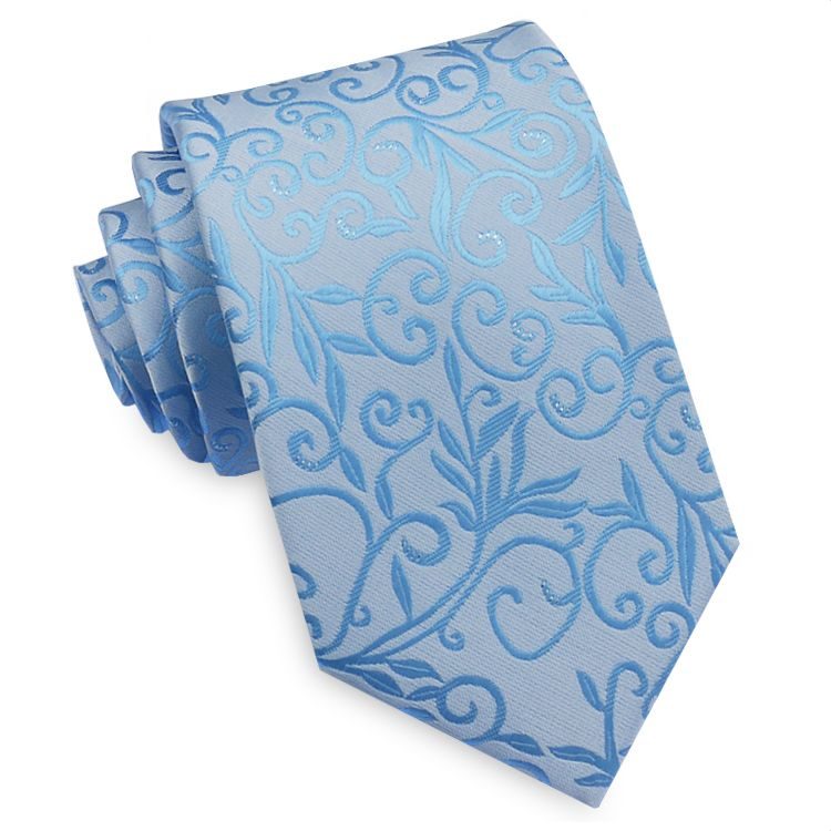 Light Blue Floral with Highlights Mens Necktie