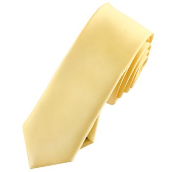 Mens Light Gold Yellow Skinny Tie
