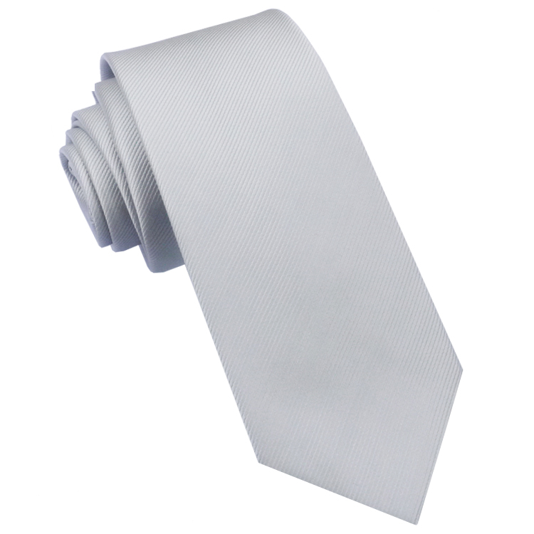 Light Silver Grey Ribbed 6cm Mens Slim Tie