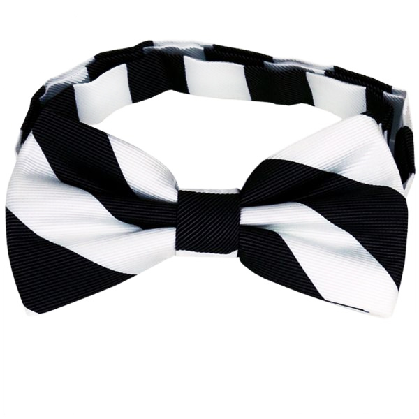 Black & White Stripes Mens Bow Tie