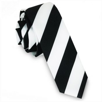 Black & White Stripes Mens Skinny Tie