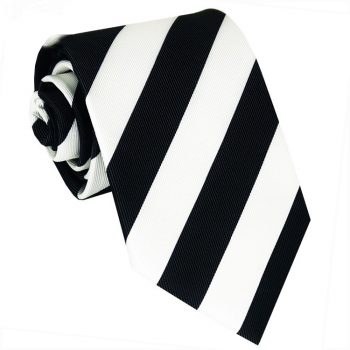 Black & White Stripes Mens Sports Tie