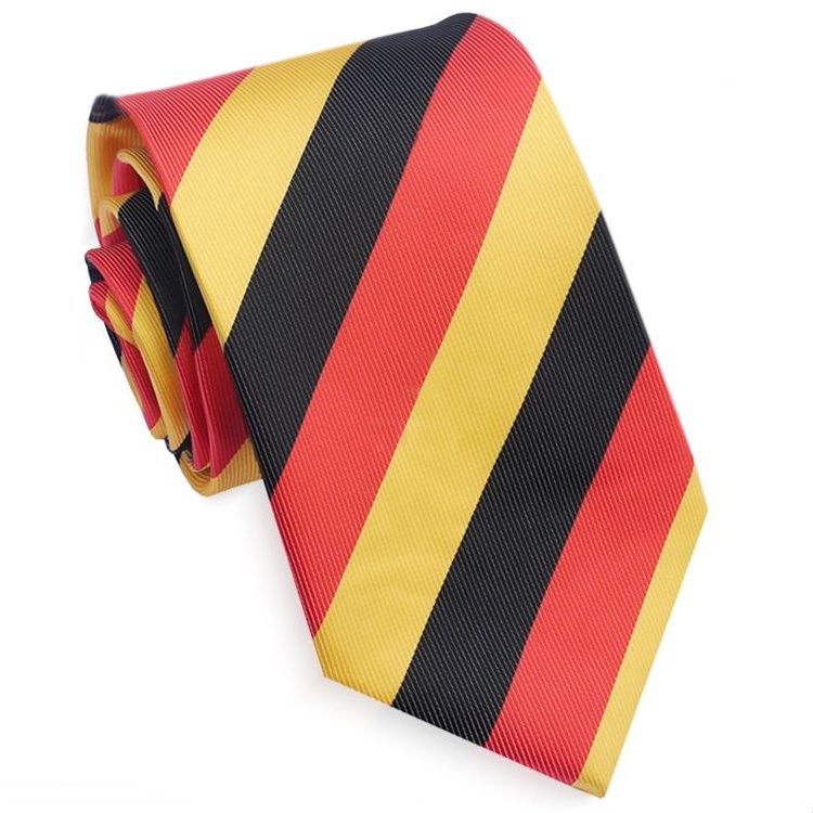 Black, Red & Yellow Stripes Mens Sports Tie