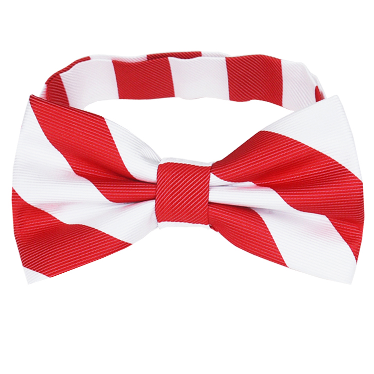 Red & White Stripes Mens Bow Tie