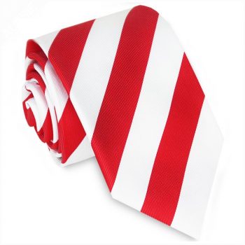 Red & White Stripes Mens Sports Tie