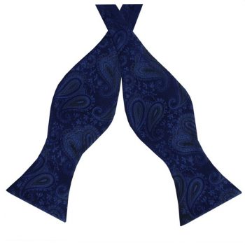 Midnight Blue Paisley Self Tie Bow Tie