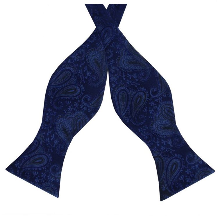 Midnight Blue Paisley Self Tie Bow Tie | NZ Ties