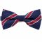 Midnight Blue Scarlet And White Stripes Mens Bow Tie