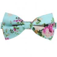 Mint Floral Bow Tie