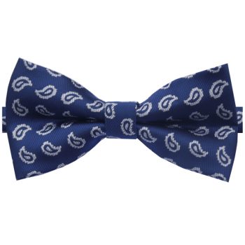 Navy Blue With White Paisley Teardrops Bow Tie