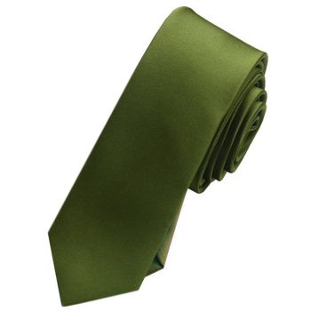 Mens Olive Green Skinny Tie