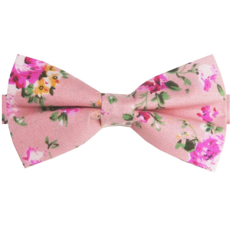 Pink with Floral Pattern Bow Tie