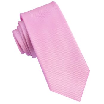 Pink Ribbed 6cm Mens Slim Tie