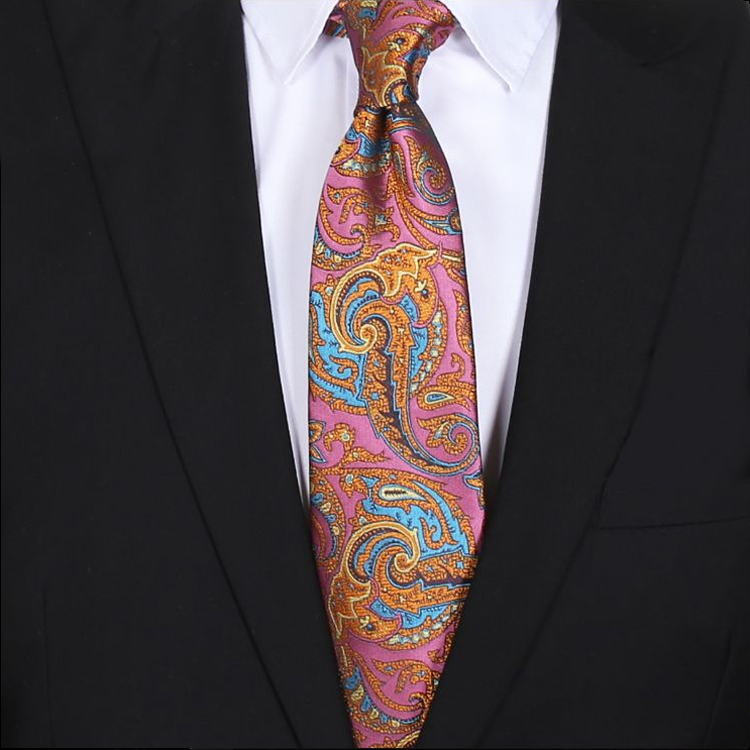 Pink with Orange and Blue Floral Mens Tie