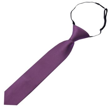 Junior Boys Plum Purple Pre-Tied Elastic Tie