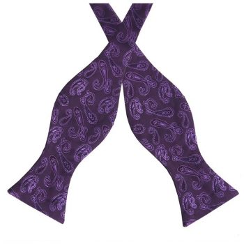 Plum Purple Paisley Self Tie Bow Tie