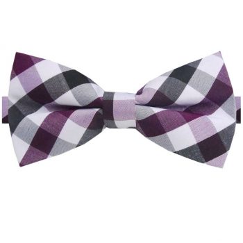 Purple, Black & White Check Bow Tie