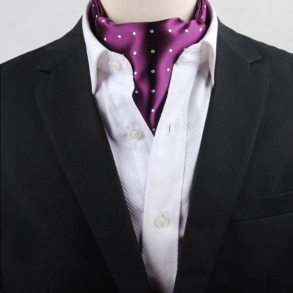 Men's Purple with White Polka Dots Ascot Cravat | NZ Ties